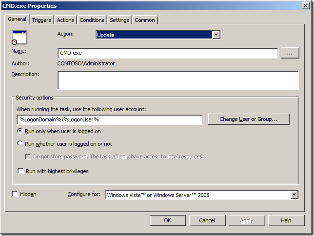 Image 1: Scheduled Task Properties