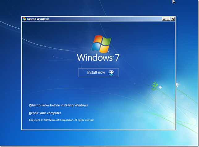 Windows 7 Install Windows Menu