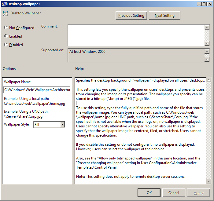 Using Group Policy to configure Desktop Wallpaper (“Background”) - Group  Policy Central