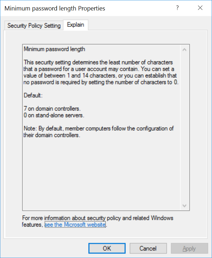 14 Character Password Length Active Directory Explain Text