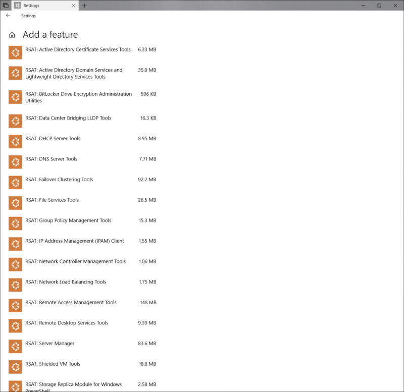 Windows 10 Feature on demand RSAT